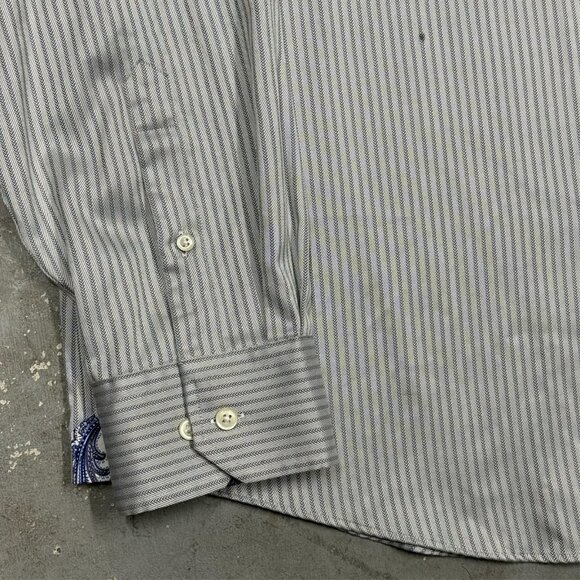 Egara Dress Shirt Non-Iron Slim Fit Long Sleeve Paisley Cuffs Striped 3XLT - Picture 4 of 7